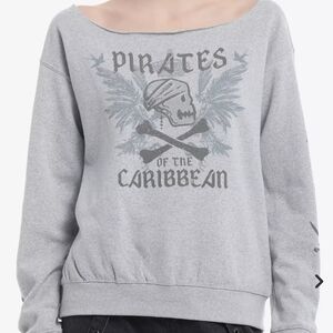Hot Topic Gray Pirates Off-the-Shoulder Sweater